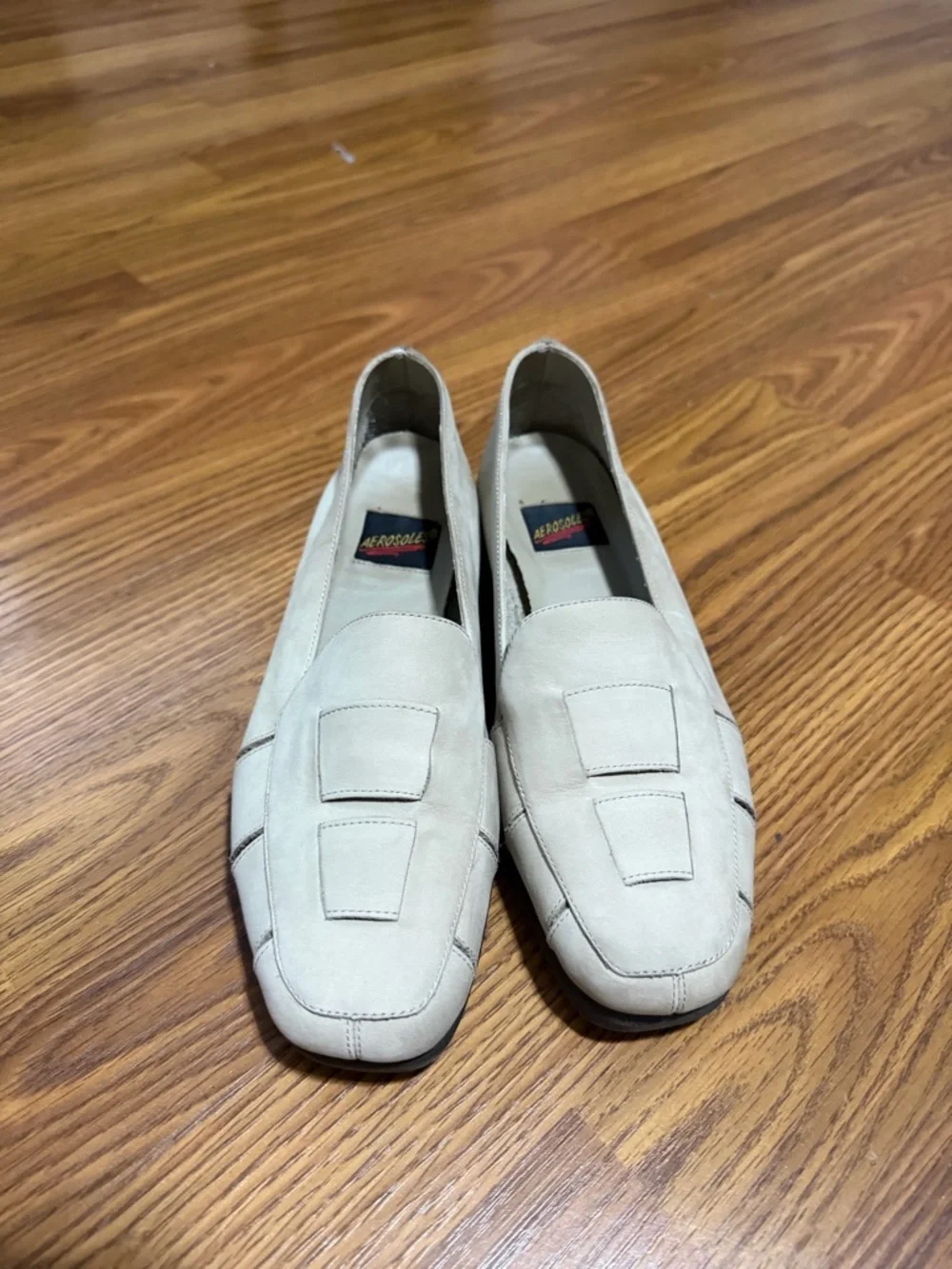 Aerosole loafers slip-on square toe textured strap detail size 7